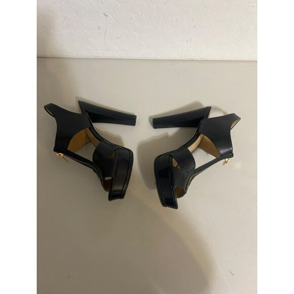 Michael Kors Leather Stacked Heel Black Pumps Sz 8.5 HB18G - Picture 3 of 6